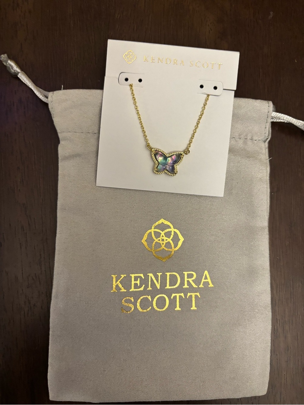 Brand new Kendra Scott Gold plated butterfly Necklace with abalone stone